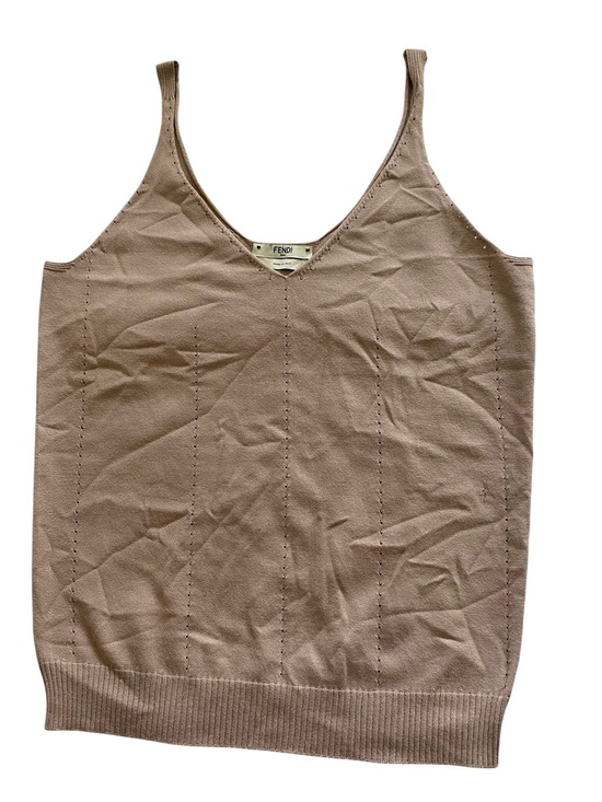 Fendi Tops - Fendi Taupe Knit V‑Neck Tank Top